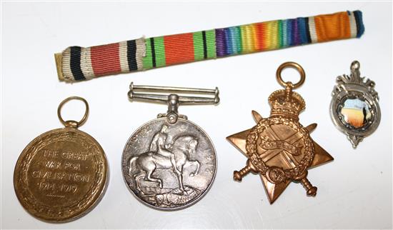 Trio of WWI medals to McGarva (R.F.A.) and silver and enamel bowling medal